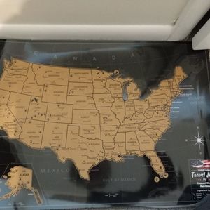 NEW Vespucci World Black Edition Scratch Off USA Travel Map